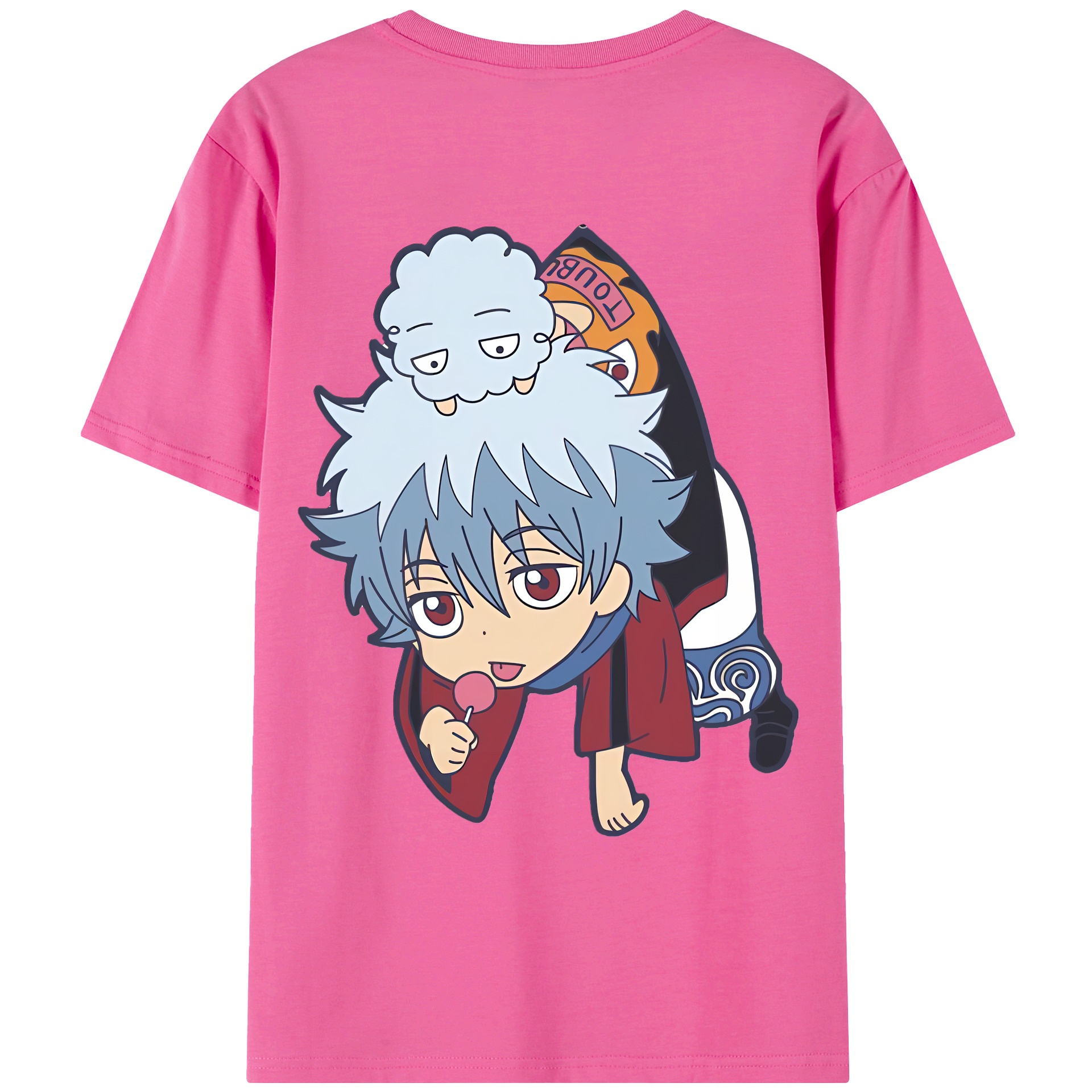 （画像用） ぎんたま 坂田銀時（さかたぎんとき） 神楽 志村新八（しむら しんぱち） GINTAMA Sakata Gintoki Kagura Shimura Shinpachi レディース半袖Tシャツ(バックプリント)